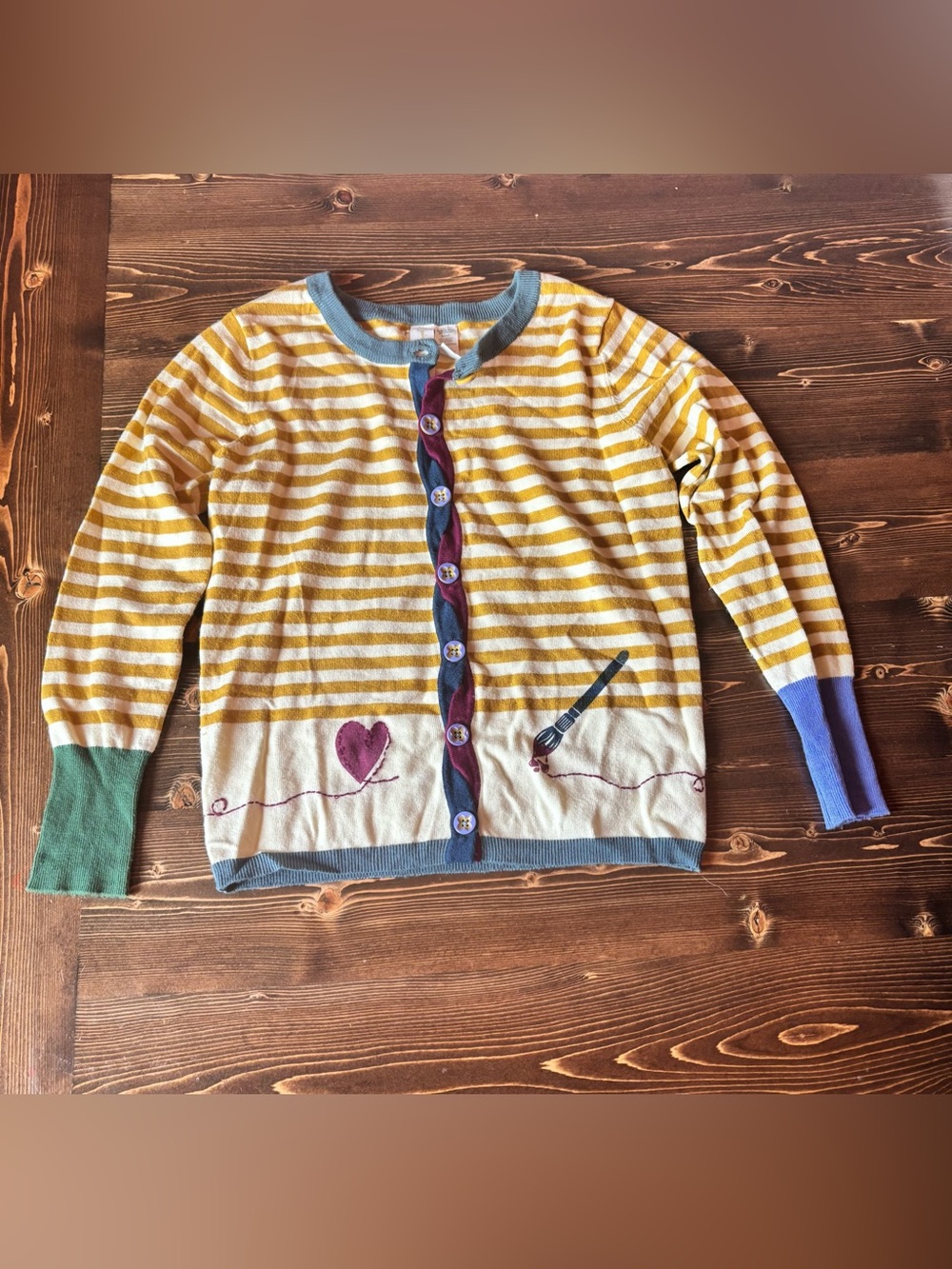 Matilda Jane Yellow & Cream Striped Knit Top with Colorful Trim